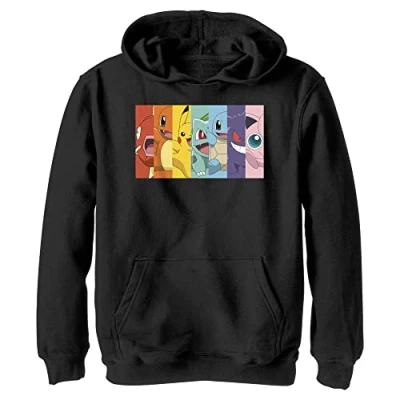 Image of Fifth Sun Poke Rainbow HoodieUnisex Children, Black, XL