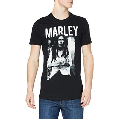 Image of Bravado Men&#039;s Bob Marley Black &amp; White T Shirt, Black, Medium
