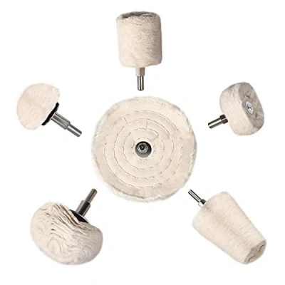 Image of Polishing Wheel,Heatigo 6Pcs White Buffing Wheel Pad Mop Kit Conical/Column/Mushroom/Wheel Shaped Tool for Metal Aluminum,Stainless Steel,Chrome,Jewelry,Wood,Plastic,Ceramic,Glass,etc