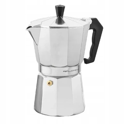 Image of FLORINA Aluminium Espresso Maker, 6 Cups (150 ml), Hob Plates, Machine, Grande, Coffee Pot for Preparing Italian Espresso, Suitable Ceramic Hobs, Electric Gas
