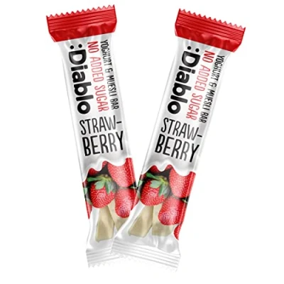 Image of Diablo Yoghurt &amp; Muesli Bar Strawberry No Added Sugar Sweetened with Maltitol Breakfast Bars Diabetic Friendly Hamper Available Perfect for Gifting 1 30g (Pack Of 2)