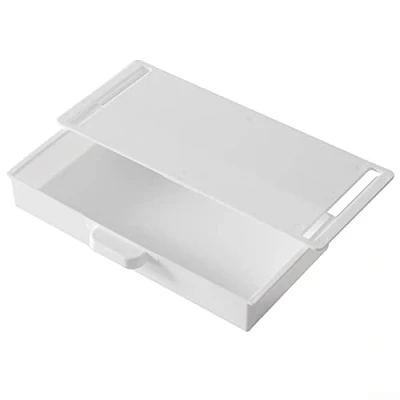 Image of CNANRNANC CADDY Organiser, Large Capacity Under Desk Drawer Organizer Storage Box, Self Adhesive for Office, Neutral, White