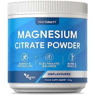 Image of Magnesium Citrate Powder Pure &amp; High Strength Supplement 250g Vegan Unflavoured Tablet Alternative Suitable for Men Women by Horbaach