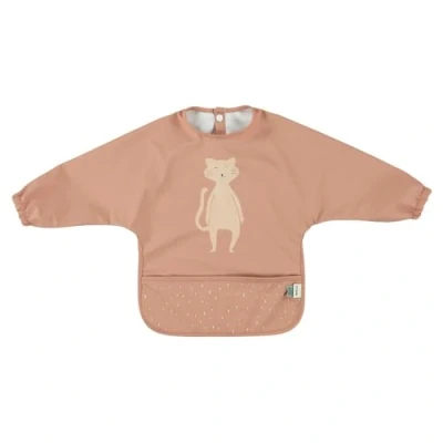 Image of Trixie Long Sleeve Bib Mrs. Cat Mealtime Essential 6m+ Waterproof OEKO TEX Certified Pink