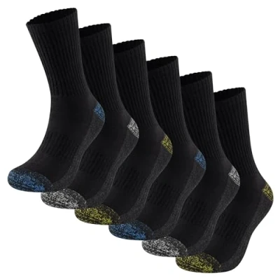 Image of The Essentials Wardrobe Mens 6 Pack Work Socks Black Contrast H&amp;T UK 11/EU 39 45