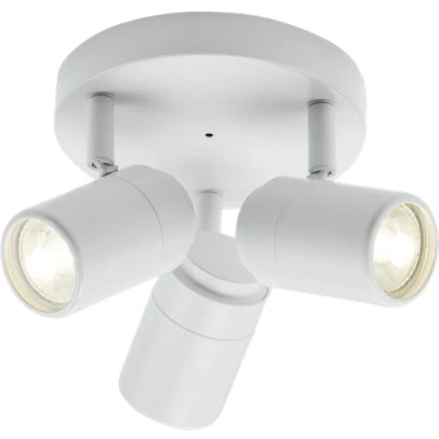 Image of KnightsBridge 230V IP44 GU10 Triple Spotlight Matt White