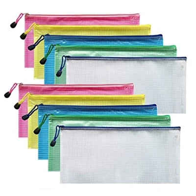 Image of A6 Document Folder File Zipper Bags Plastic Wallets Extra Thick 10PCS (A6 Zip Bag)