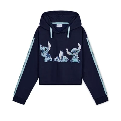 Image of Disney Stitch Hoodie for Girls Cropped Sweatshirt Fashion Top and Teenagers 7 14 Years Gifts (13 Years, Navy)