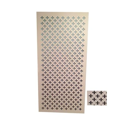 Image of 3mm MDF Decorative Screen.White Primed. Fleur De Lis Design. 122cm x 61cm. Portrait