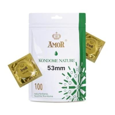 Image of AMOR Nature Premium Condoms, Perfect Positioning and Suitable Size for Everyone Ø 53 mm, Transparent, Pack of 100