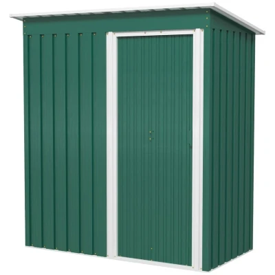 Image of Outsunny 5 x 3ft Garden Storage Shed Sliding Door Sloped Roof Outdoor Tool Green