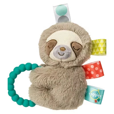 Image of Taggies Soft Rattle with Teether Ring, 13 Centimetres, Molasses Sloth