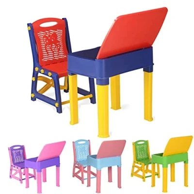 Image of A406 Kids study desk table and chair set Junior&#039;s Toddler for children boys girls gift (Blue)