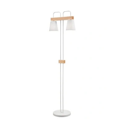 Image of Enrico Multi Arm Floor Lamp With Fabric Shade, White, 2x E27