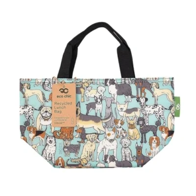 Image of Eco Chic Lightweight Foldable Insulated Lunch Bag Water Resistant Cooler (Dogs Teal)