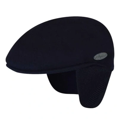 Image of Kangol Men&#039;s Wool 504 Earlap Flat Ivy Cap Hat, Navy, S