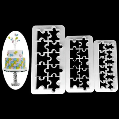 Image of museourstyty 3 Pcs Plastic Jigsaw Cake Mold Chocolate Cookie Cutter Fondant Decoration Tool