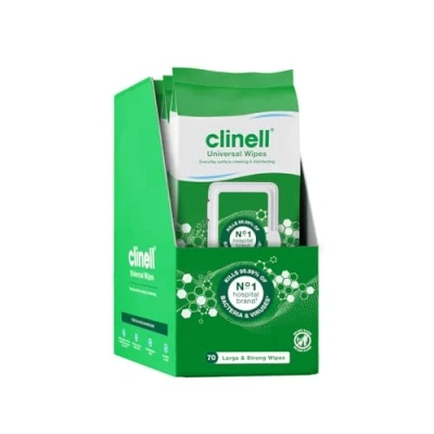 Image of Clinell Universal Cleaning and Disinfecting Wipes for Home Pack of 4 70 XL per (280 Wipes) with Moisture Lock Lid Kills 99.99% Germs, Antimicrobial, Quick Action