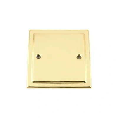 Image of Electrical Blanking Plate Single 1 Gang Mirror Polished Brass Victorian