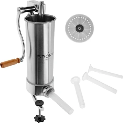 Image of Browin 311002 Vertical Stuffer Machine 3 kg Stell Manual Sausage Filler, Stainless Steel