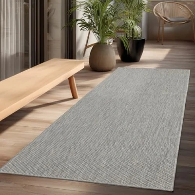 Image of the carpet Mistra Robust Outdoor Rug, Modern, Weatherproof and UV Resistant, for Balcony, Patio Conservatory, But Also Suitable Kitchen or Dining Room, Grey, 80 x 200 cm