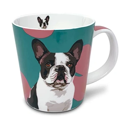 Image of Leslie Gerry French Bulldog Mug in Gift Box Fine Bone China Coffee Tea Cup