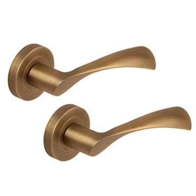 Image of Excel DH3545 Flex Passage Door Handles on Round Rose, Matt Antique Brass
