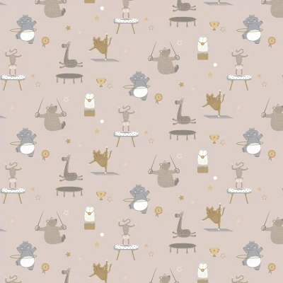 Image of Holden Dreamcatcher Animal Gymnastics Wallpaper Modern for Bedroom, Nursery &amp; Children’s Playroom Decorative Luxury Wall Paper with Cartoon Illustrated Animals (Pink)
