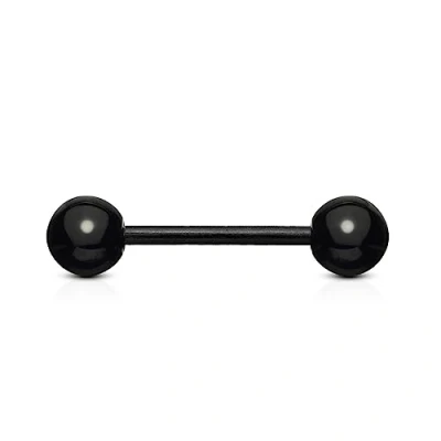 Image of The Goldmine UK Bio Flex Flexible Non Metal Barbell 14GA (1.6mm) 5/8&quot;(16mm) Bar with Black Colour Acrylic 6mm Balls free delivery