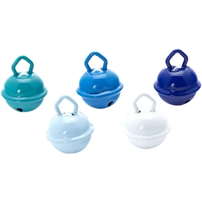 Image of Rayher Set of Four Mini Metal Bells for Crafting, Card Making and Seasonal Decorations, Small Jingle Wreath Making, assorted colours, 15mm, 25087000