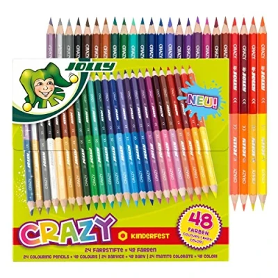 Image of JOLLY Superstick Crazy Colouring Pencils 24 Pens with 48 Colours