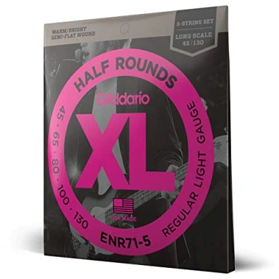 Image of D&#039;Addario XL Half Rounds Bass Guitar Strings ENR71 5 String Long Scale Regular Light, 45 130
