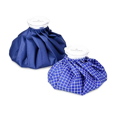 Image of Navaris 2X Hot and Cold Bags Reusable Ice Bag Water Bottle for Knee, Back, Shoulder Blue, Blue &amp; White