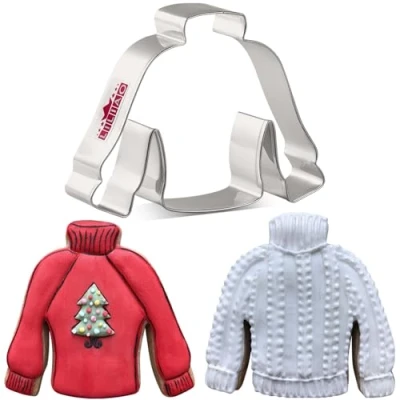 Image of LILIAO Christmas Winter Ugly Sweater Cookie Cutter 4.2 x 3.2 inches Stainless Steel
