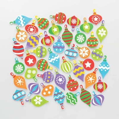 Image of Baker Ross FC168 Christmas Bauble Foam Stickers Pack of 200, Kids Stickers, Ideal for Children&#039;s Arts and Crafts Projects, Great Card Making Scrapbooking