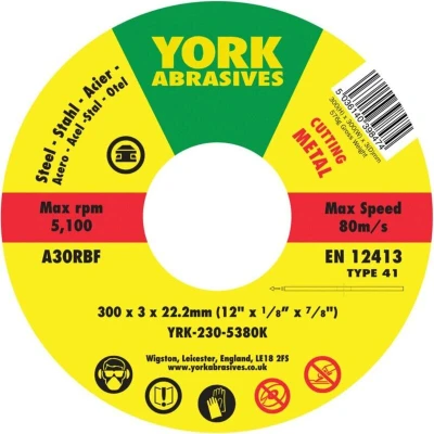 Image of York 300X3X22.23 A30 R BF Type 41 Cutting Disc