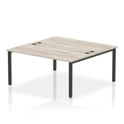 Image of Impulse Bench B2B 2 Person 1600 Black Frame Office Desk Grey Oak
