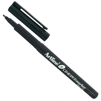 Image of artline Fine Tip BLACK CD DVD Marker Pen Fade Water Resistant For Most Surfaces (1 x Marker)