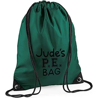 Image of TeddyTs Personalised PE Bag Drawstring School Sports Kit (Forest Green), 45cm x 33cm