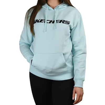 Image of Skechers Women&#039;s Heritage Po Hoodie Hooded Sweatshirt, Blue, 3XL UK