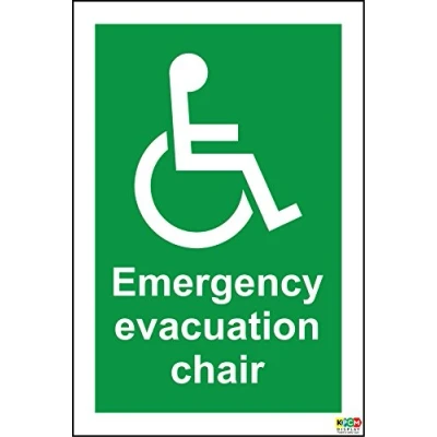 Image of Emergency Evacuation Chair Sign 1.2mm Rigid Plastic 300mm x 200mm