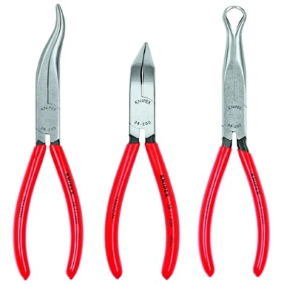 Image of KNIPEX 9K 00 80 12 US Tools 3 Piece Long Nose Tool Set (38 31 200, 38 71 91 200) (9K008012US) Red