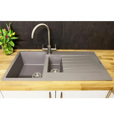 Image of Reginox HARLEM 15 Silver Grey Granite Inset 1.5 Kitchen Sink GS