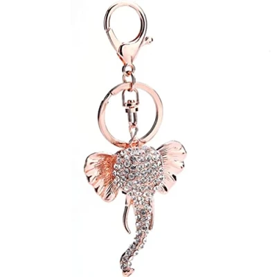Image of YEHJDSMD Diamond Elephant Head Keychain Metal Animal Keyring Exquisite Fashion Bag Ornament Car Pendant for Men and Women Key Loss Prevention