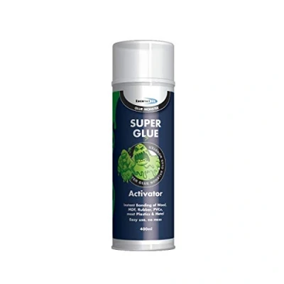 Image of SUPER GLUE ACTIVATOR SPRAY 400ML TIN X 4 TINS ACCELERATOR CYANOACRYLATE SUPERGLUE FAST ADHESIVE BOND SET