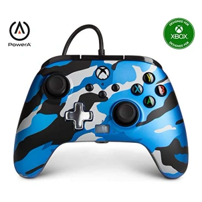 Image of PowerA Enhanced Wired Controller for Xbox Series XS, Video Game Controller, Gamepad X and S, Officially Licenced by Xbox, works with One Windows, 2 Years Manufacturer Warranty Metallic Blue Camo