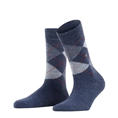 Image of 1 Pair Blues Whitby Extra Soft Argyle Socks Ladies 3.5 7 Burlington