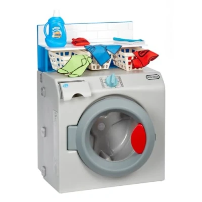 Image of Little Tikes Washer Dryer Realistic Pretend Play Appliance For Kids Interactive Toy Washing Machine with 7 Laundry Accessories and Sounds Ages 2+