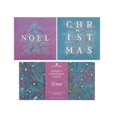 Image of Box Of 10 British Heart Foundation Charity Festive Foliage Christmas Cards
