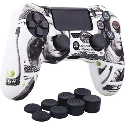 Image of YoRHa Water Transfer Printing Camouflage Silicone Cover Skin Case for Sony PS4/slim/Pro Dualshock 4 Controller x 1(US dollar) With Pro thumb grips 8
